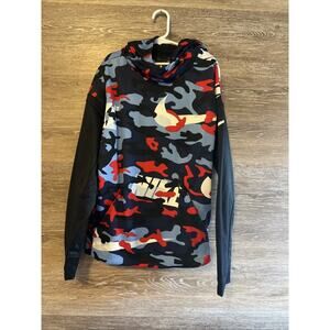 Nike hoodie boys Sz Large pullover sweatshirt Camo red white blue patriotic